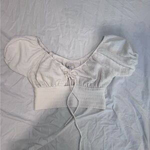 American Eagle White Puff Sleeve Crop Top